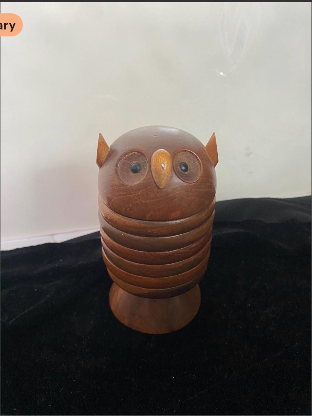 Vintage Wooden Owl Coaster Set Teak Danish Mid Century Modern Stacking Figural